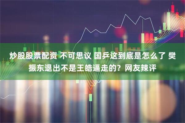 炒股股票配资 不可思议 国乒这到底是怎么了 樊振东退出不是王皓逼走的？网友辣评